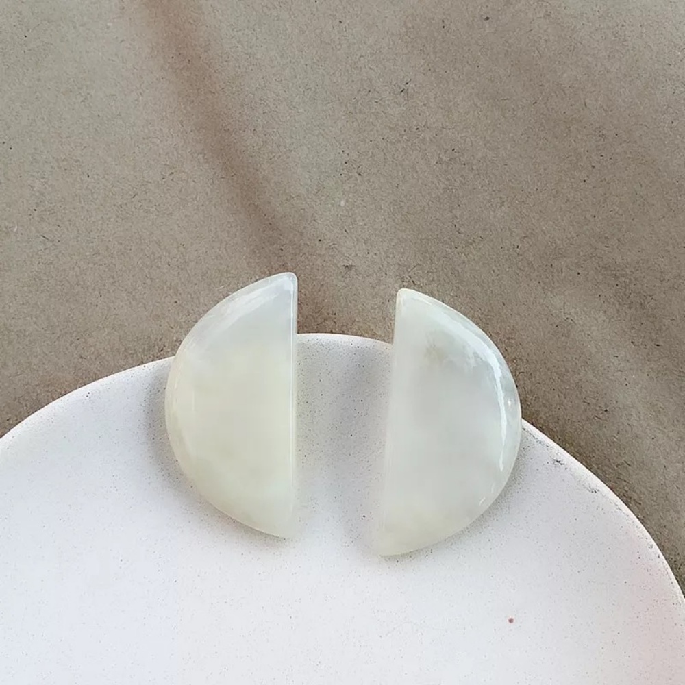 cos semi circle geo earrings ivory